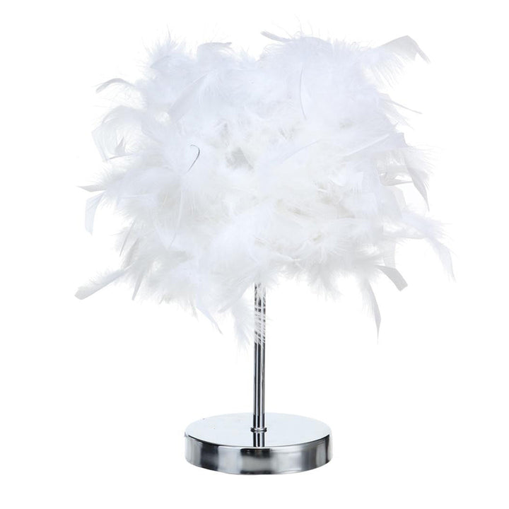 220V Feather Shade Table Lamp Metal Bedside Desk Vintage Night Light