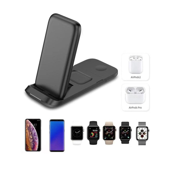 3 in 1 Multifunctional Wireless Charger for Cell Phone Watch Earphone Type C Input with Phone Stand