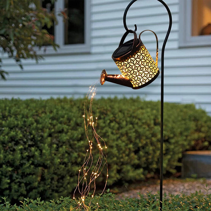 Solar LED Garden Lawn Lamp Creative Watering Can Sprinkles Star Type Shower Art Light