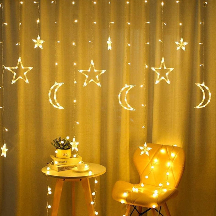 Star-Moon LED String Light Curtain Light Waterproof 8 Light Modes