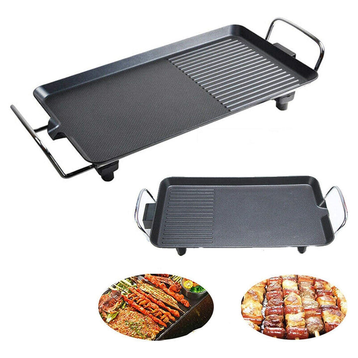 Large Electric Non-Stick Grill 1500W with Adjustable Thermostat and Non-Slip Padded Legs