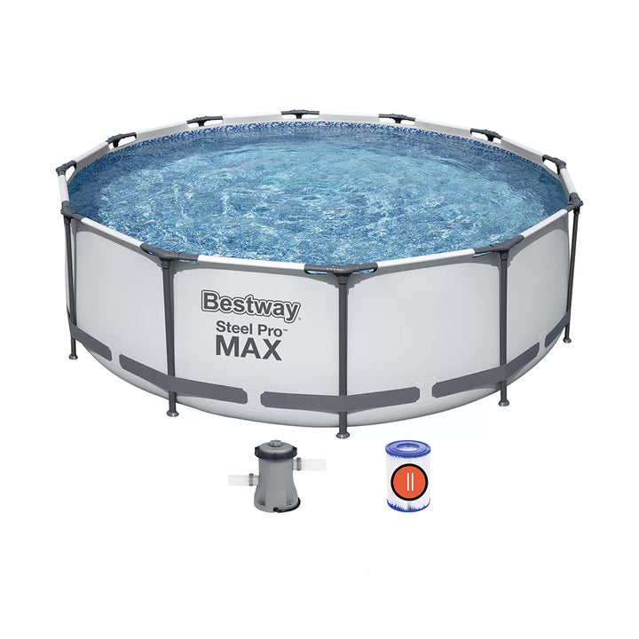 BestWay Steel Pro MAX Frame Swimming Pool Set Round Above Ground With Filter Pump