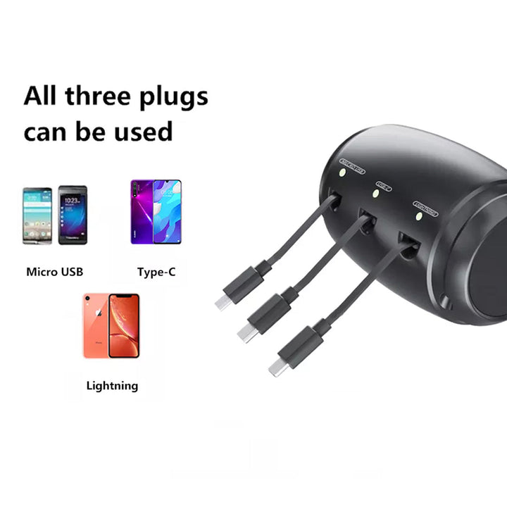 Multi-Car Retractable Backseat 3 in 1 Car Charging Station Box Compatible with All Phones