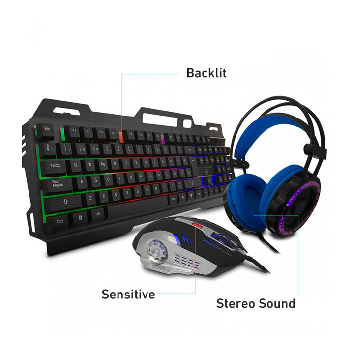 GAMAX CP-02 Gaming Combo 4 in 1 (backlit keyboard + mouse + mouse pad + headset)