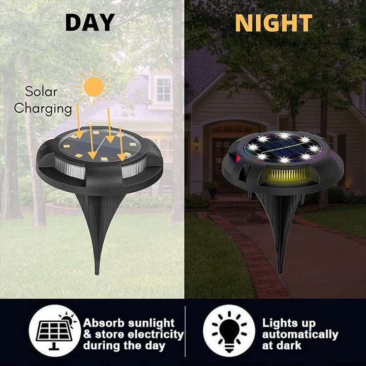 4 Pack 12 LED Lights Solar Ground Lights Outdoor Waterproof