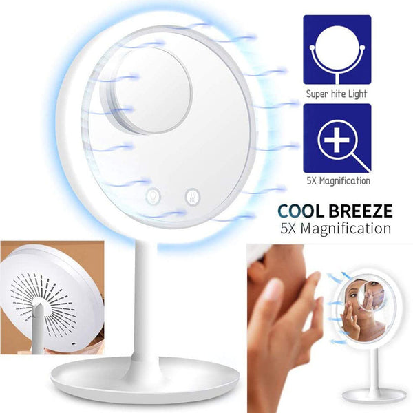 Cool Breeze LED Mirror Makeup Mirror with LED Light Vanity Mirror 5X Magnifying Mirror