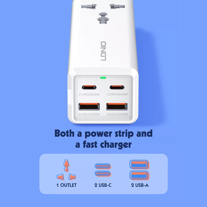 LDNIO HUB (SC1418) 2500W DESKTOP POWER STRIP 2TYPE-C + 2USB 65W