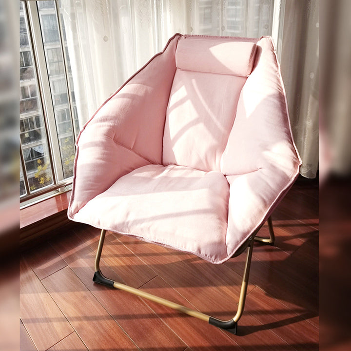 Soft Velvet Folding Hexagonal Chair with Two Frames