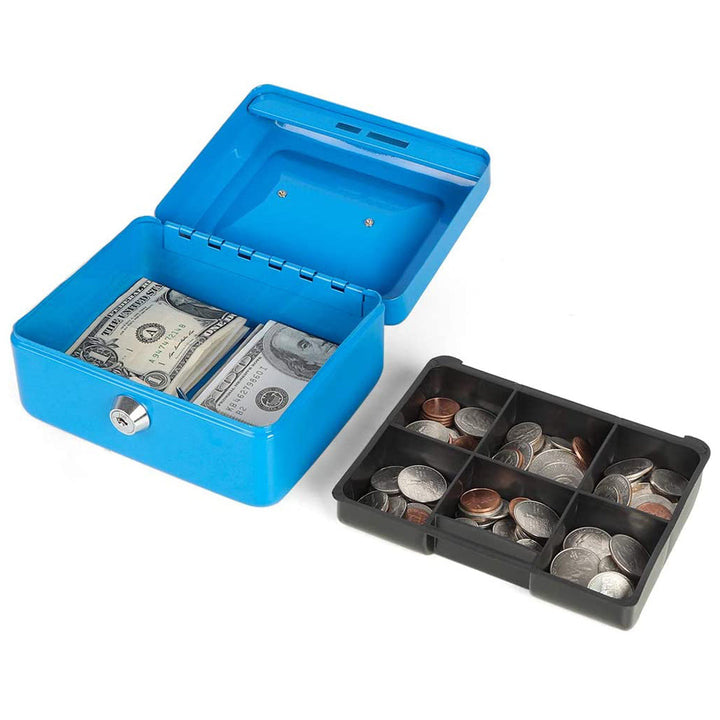 Metal Box With Lock Durable Double Layer Space Saving Cash Storage