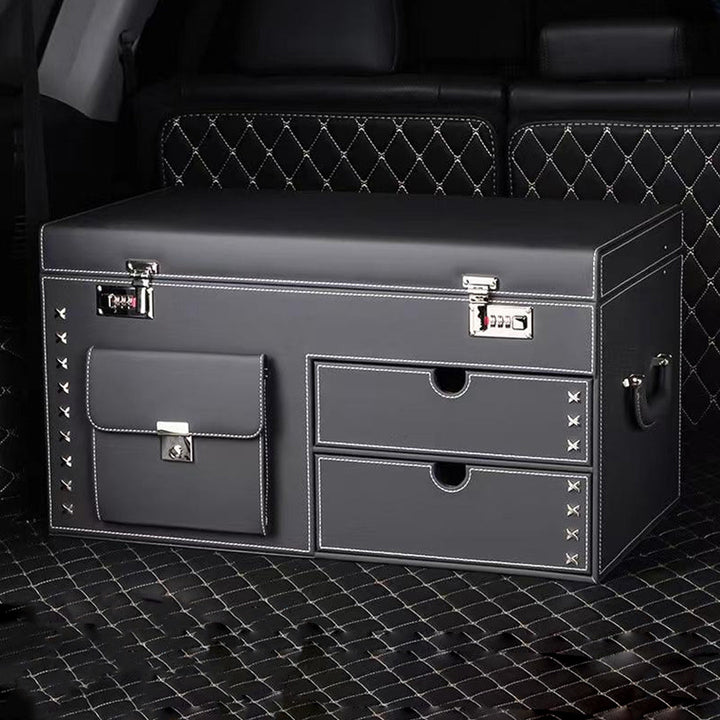 Portable and Multi-Use Car Organizer Box Made of High-Quality Leather