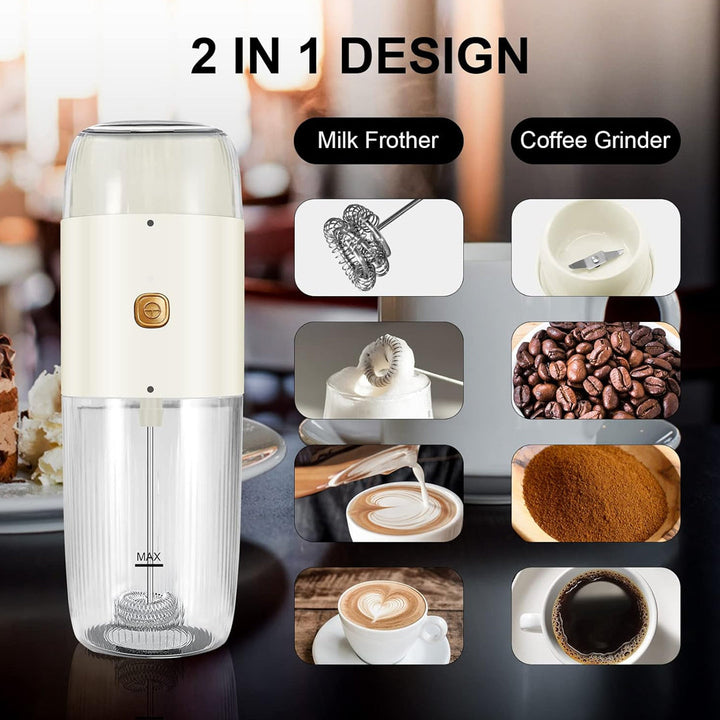 LePresso 2 in 1 Portable Milk Frother and Coffee Grinder 150ml 45W