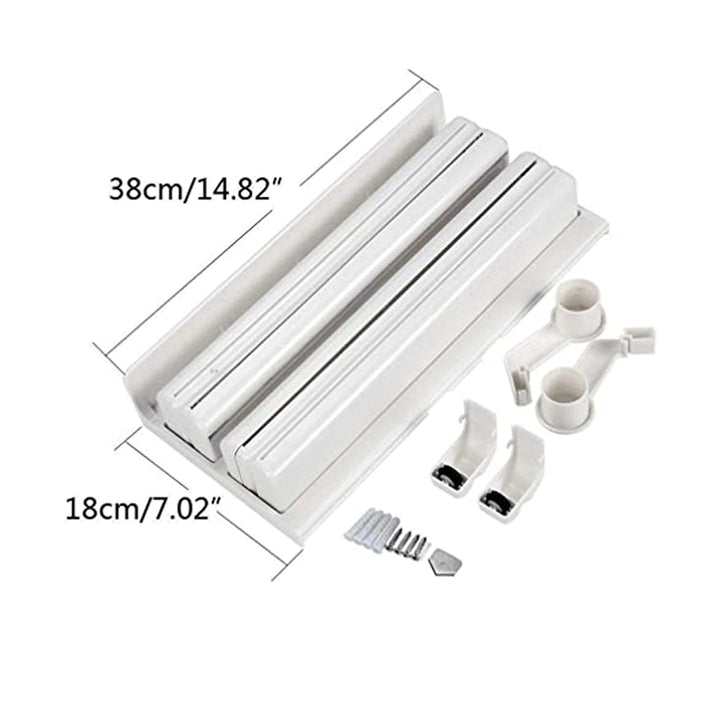 Triple Paper Dispenser | 4 in 1 Foil Cling Film Tissue Paper Roll Holder for Kitchen with Spice Rack