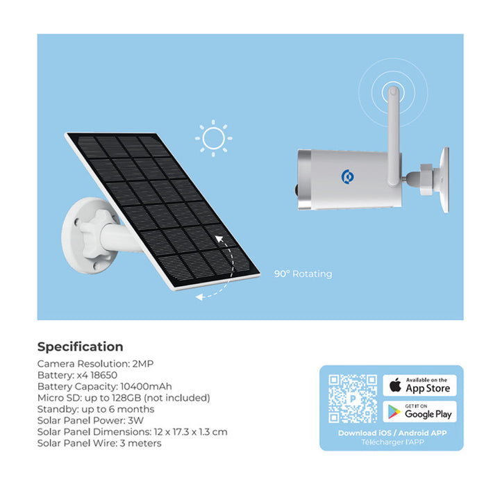 Powerology Wireless Outdoor Camera with Solar Panel