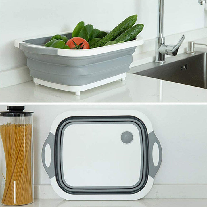 Multifunction Folding Cutting Board Plastic Storage Basket