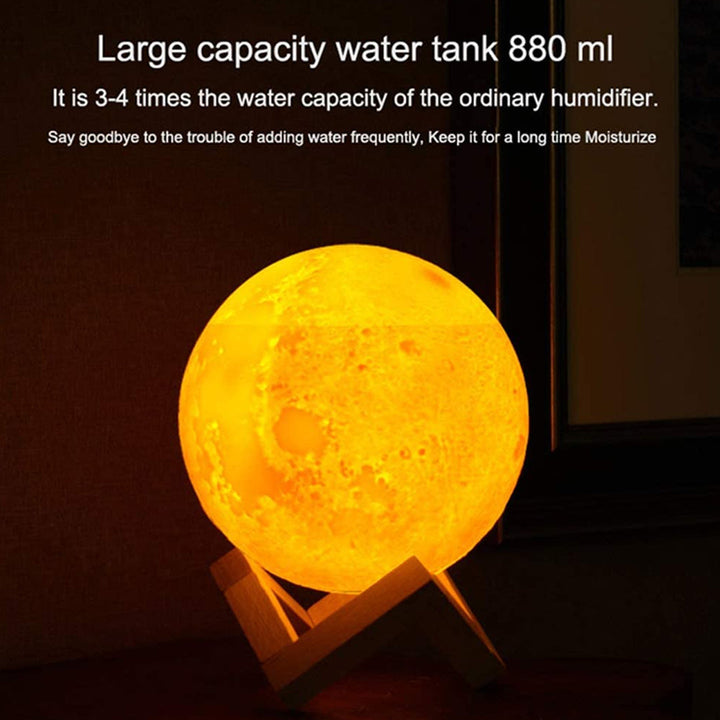 880Ml Air Humidifier 3D Moon with LED Lighting Ultrasonic and a Distinctive Decoration 