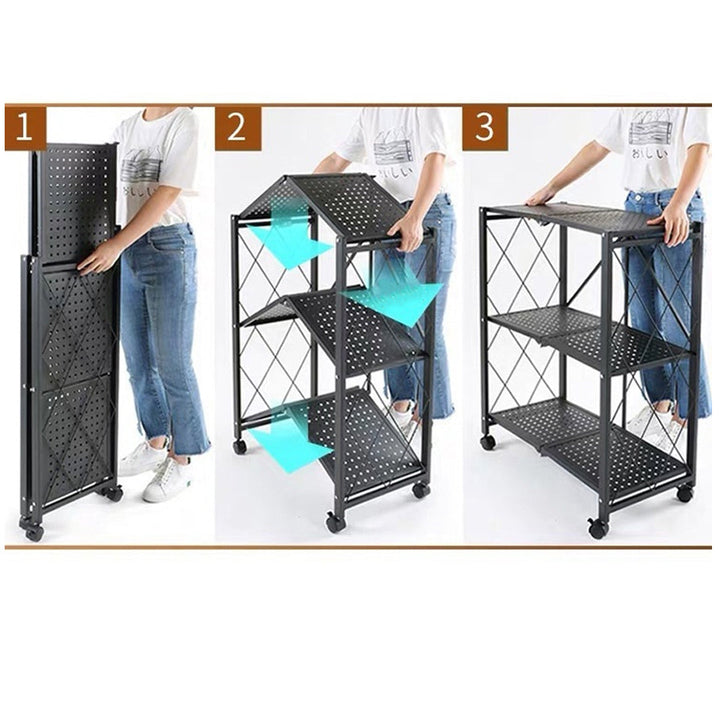 Carbon steel folding removable Multi-tier (3 Layers & 4 Layers) storage rack shelf