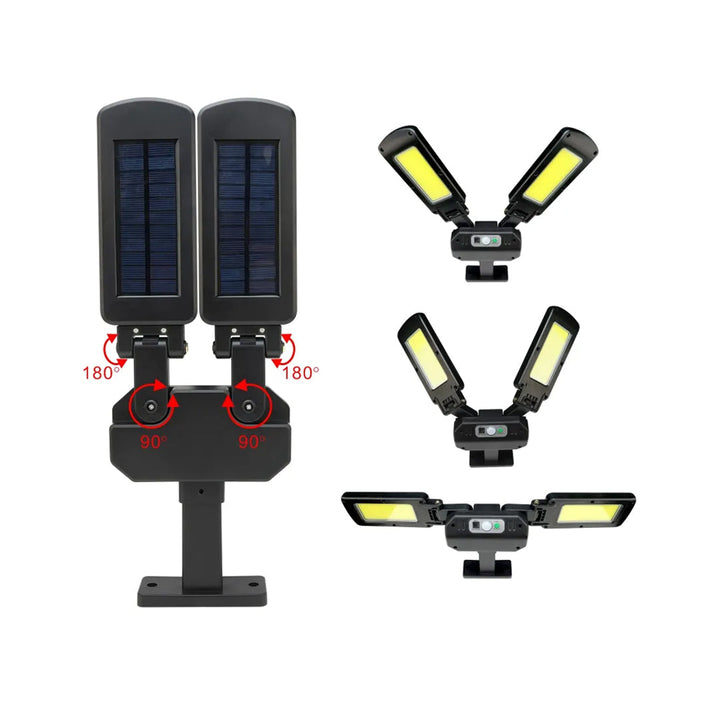 مصباح اضاءة LED برأسين يعمل بالطاقة الشمسية