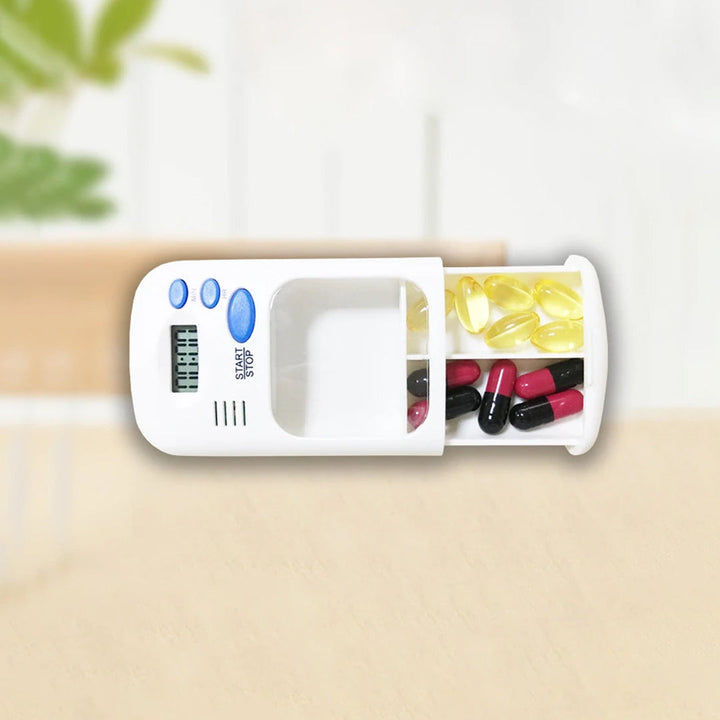 Automatic Pill Reminder Box Small Portable Efficient Setting Dispenser with LED Display 