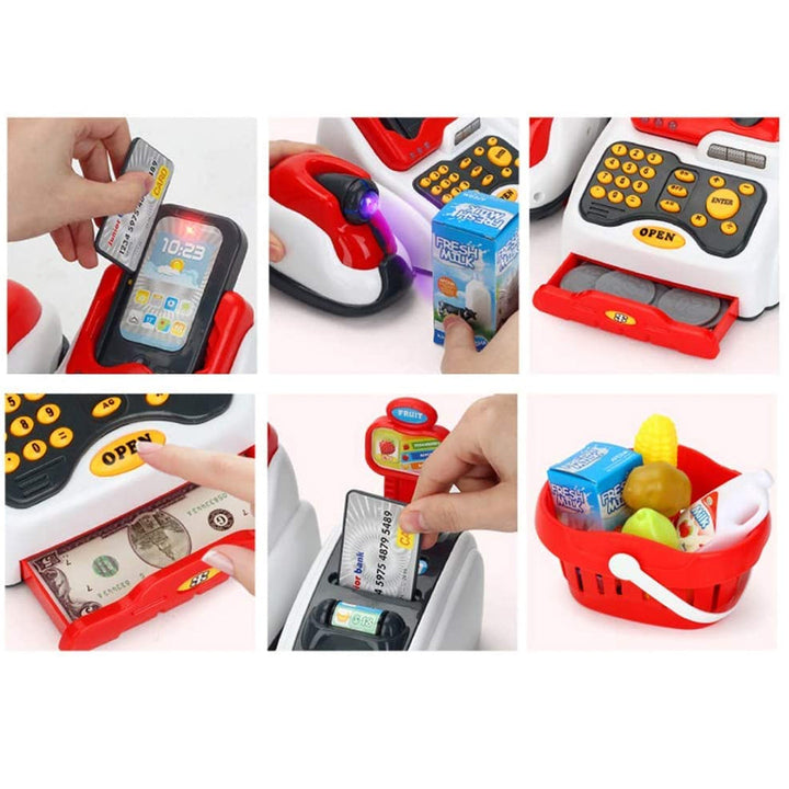 Pretend Play Smart Cash Register Toy, Kids Cashier with Checkout Scanner