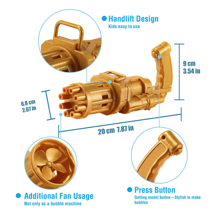 Gatling Bubble Gun, Automatic Gatling Bubble Machine Gun for Boys and Girls