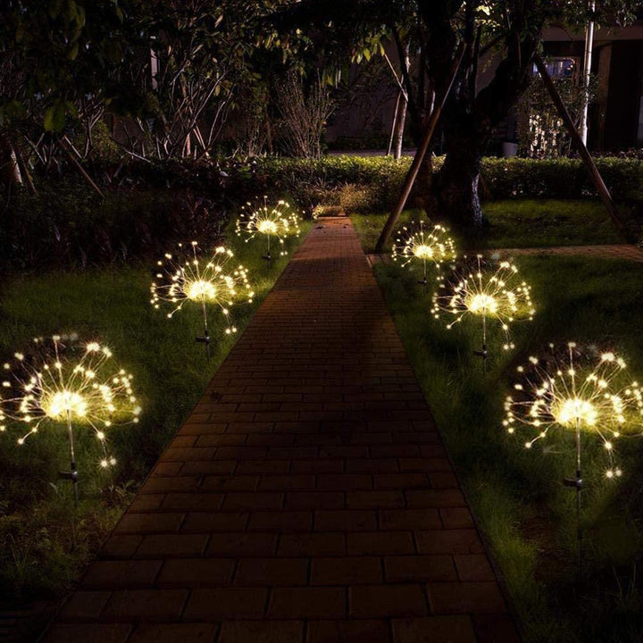 Solar Starburst Stake Light Warm White LED Solar Starburst Lights with 2 Lighting Modes