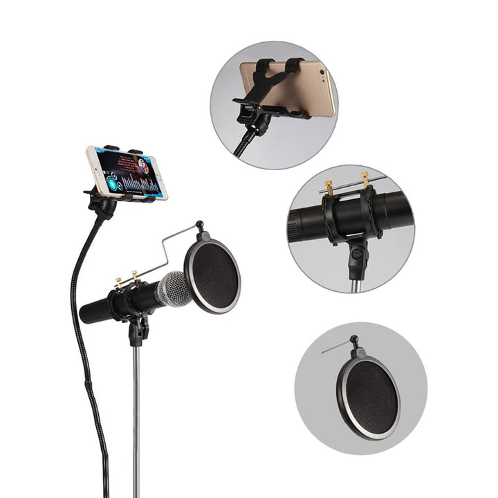 3 in 1 Proffessional Tripod Microphone & Phone Stand (Floor Type) Support With Angle Adjustment