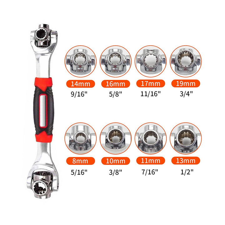 Universal Wrench 48-in-1 Multifunction Hand Tool with Spline Bolts 360 Degree Revolving Spanner