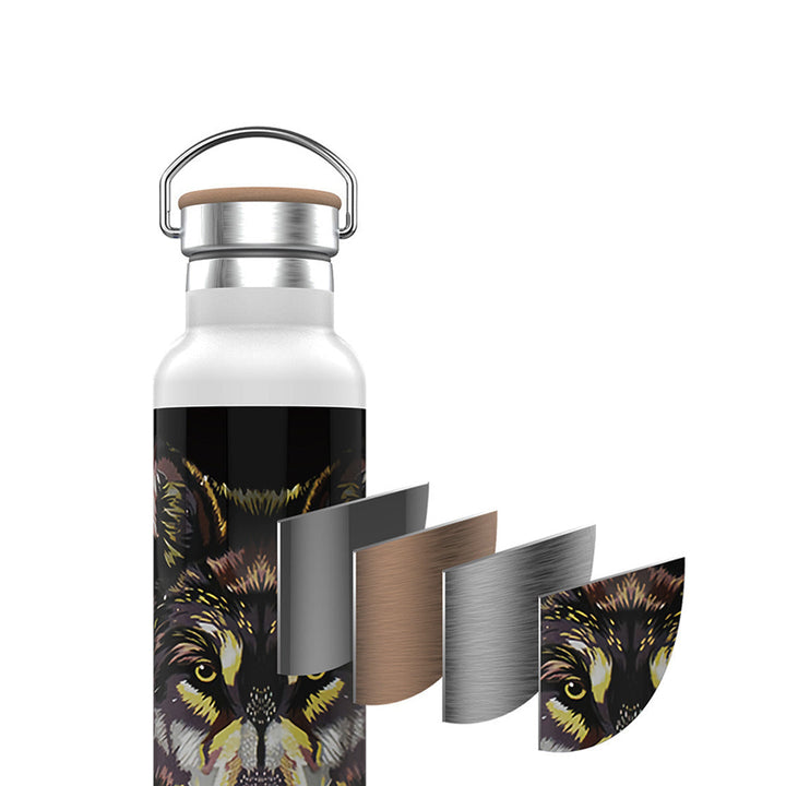 Green Pattern Stainless Steel Water Bottle With Double Vacuum Wall 600ml