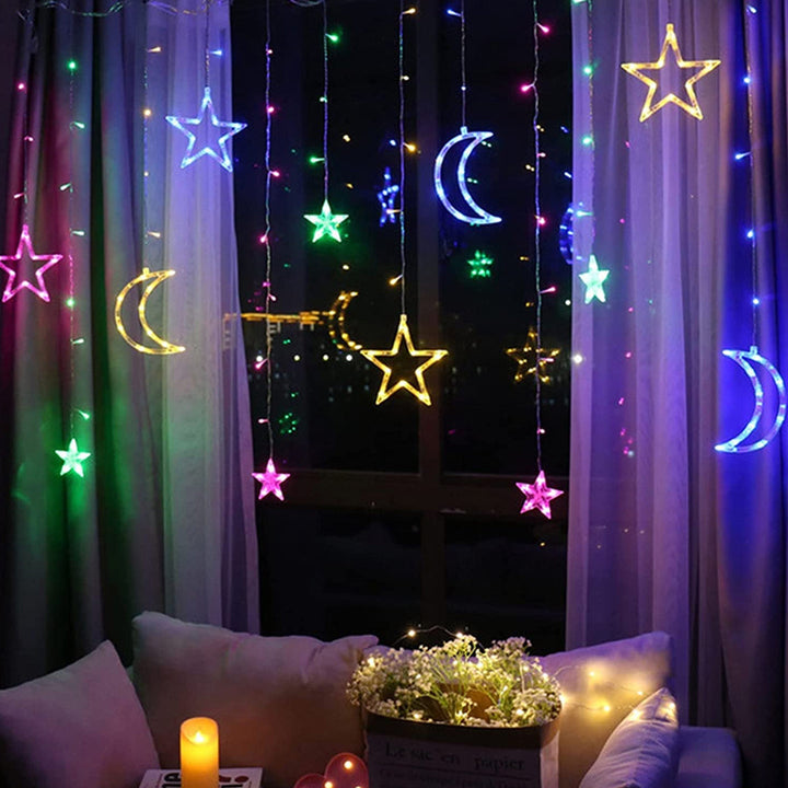 Star-Moon LED String Light Curtain Light Waterproof 8 Light Modes