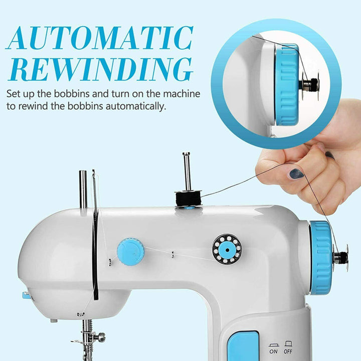 Mini Sewing Machine for Beginners, with Extension Table, Foot Pedal, 2-Speed Double Thread