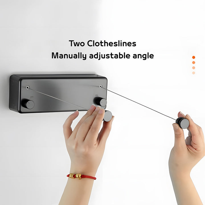 Retractable Laundry Line with Adjustable Stainless Steel Double Rope Wall Mounted Space-Saver Drying Line 420 cm