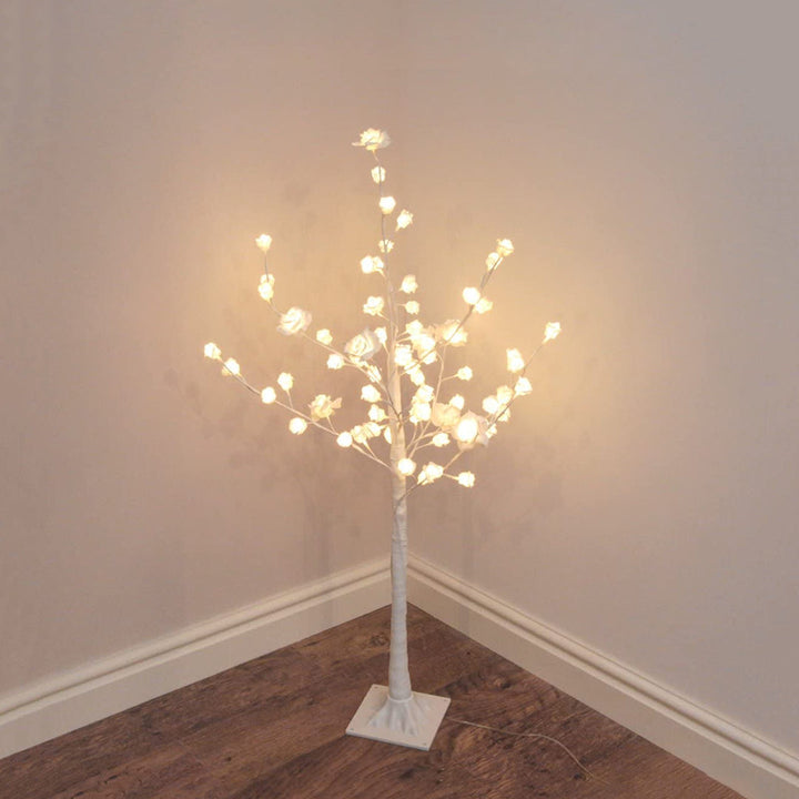 Festive Lights Decorative Light Artificial Tree - 72 White Rose Flowers LED Warm White Lighting