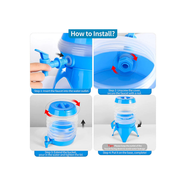 Collapsible plastic water container with a capacity of 5.5 liters