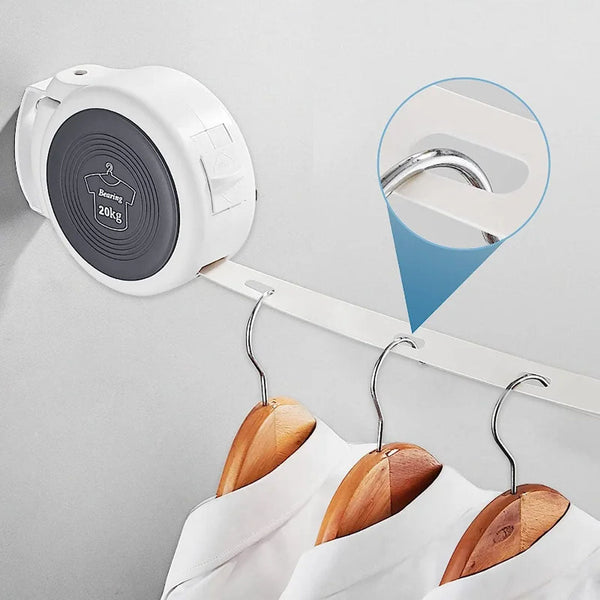 Retractable Clothes Dryer with Hanging Hole Windproof Wall Mounted