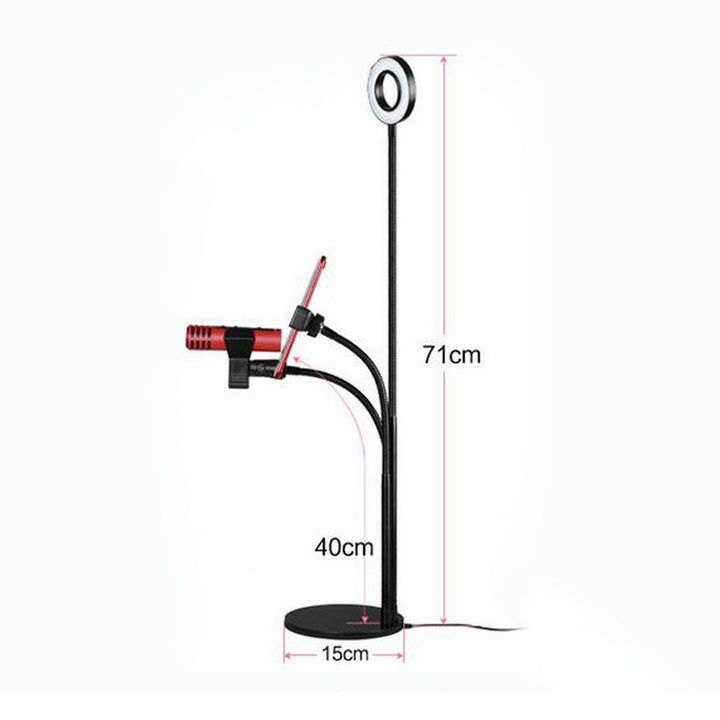 Mobile Live Stream Equipment, Mic Stand Ring Light & Cell Phone Holder, Smartphone Lighting Accessories