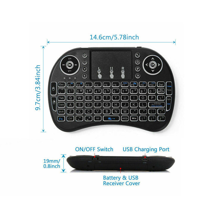 Mini Wireless Touch Pad RF500 with RGB Color Back-light Keyboard And Mouse