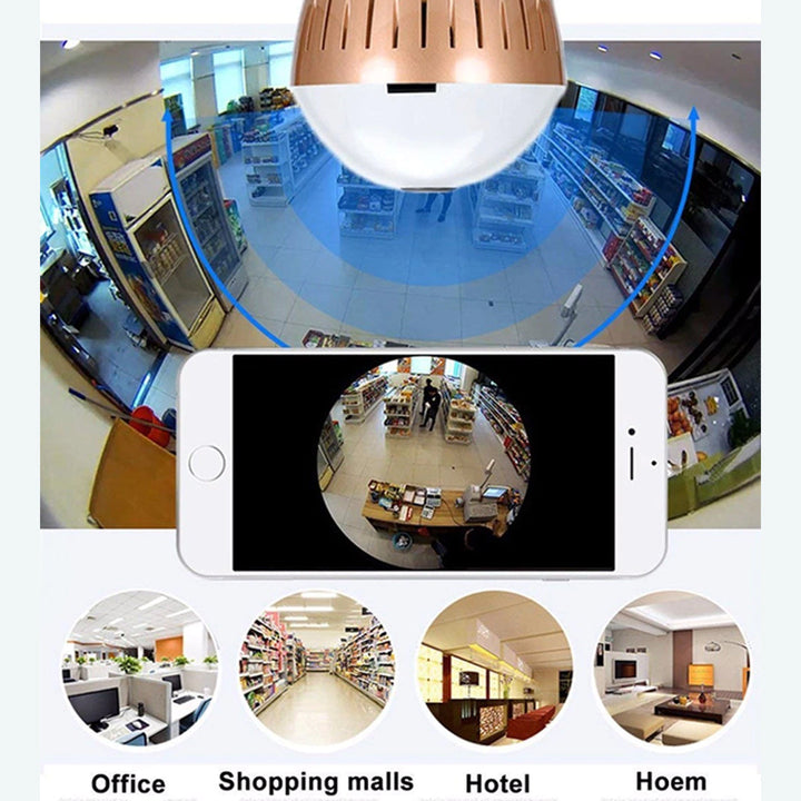 Wifi Panoramic 360 degree 2MP Wireless Light Bulb Fisheye Camera 3D VR Security Lamp WIFI IP Camera