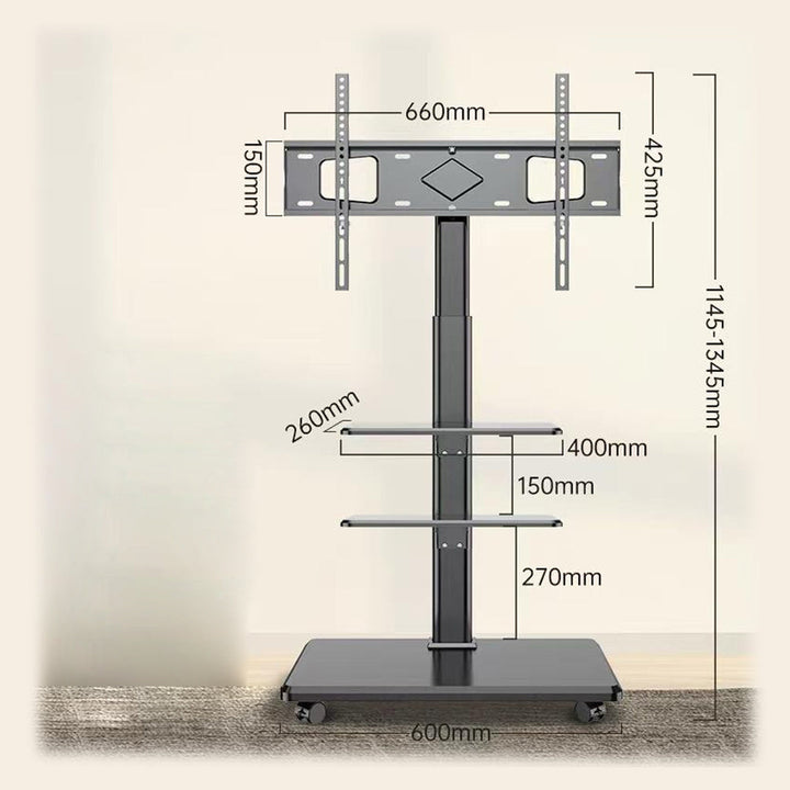 Mobile TV Stand for Screens from 32 - 75 inches with Adjustable Height