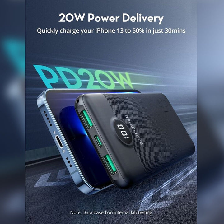 RAVPower RP-PB1204 PD Pioneer 10000mAh 20W 3-Port Power Bank   