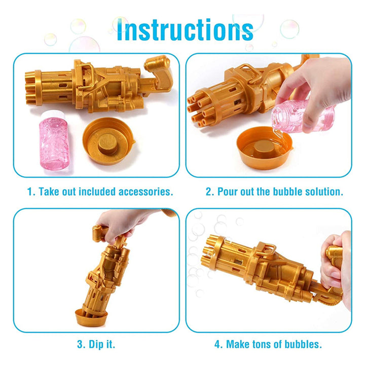 Gatling Bubble Gun, Automatic Gatling Bubble Machine Gun for Boys and Girls