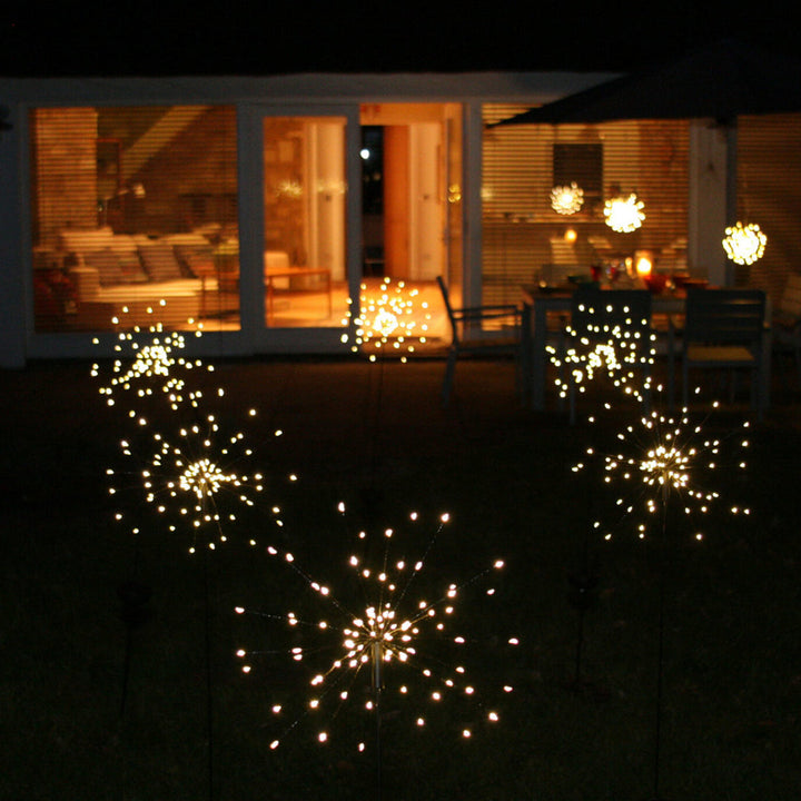 Solar Starburst Stake Light Warm White LED Solar Starburst Lights with 2 Lighting Modes