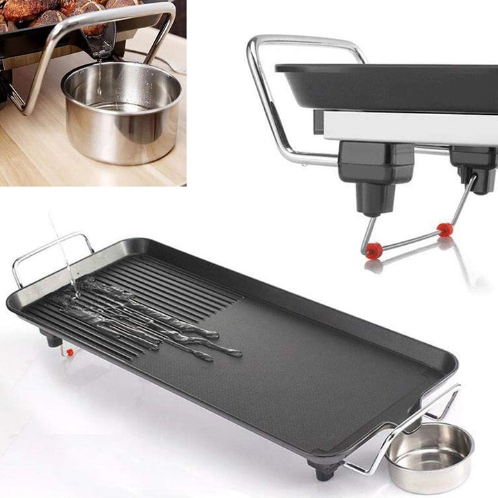 Large Electric Non-Stick Grill 1500W with Adjustable Thermostat and Non-Slip Padded Legs