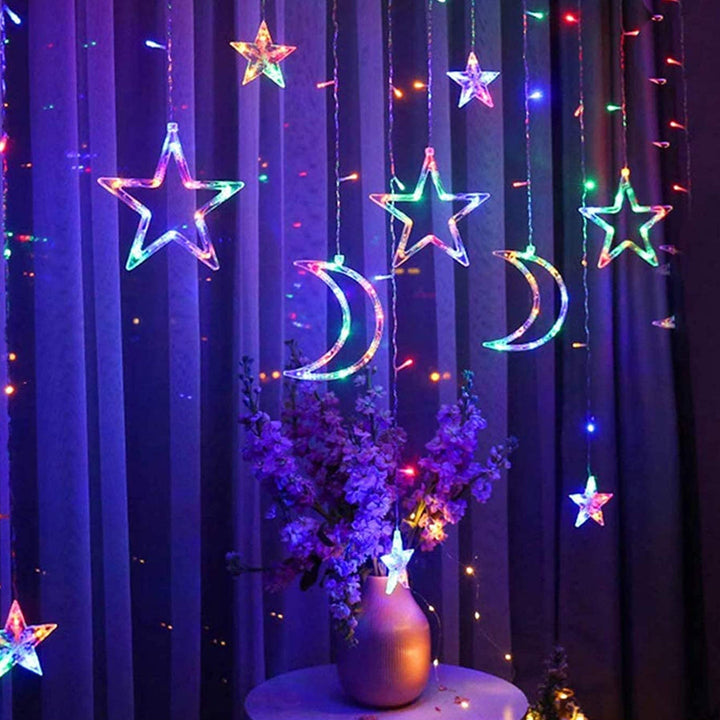 Star-Moon LED String Light Curtain Light Waterproof 8 Light Modes