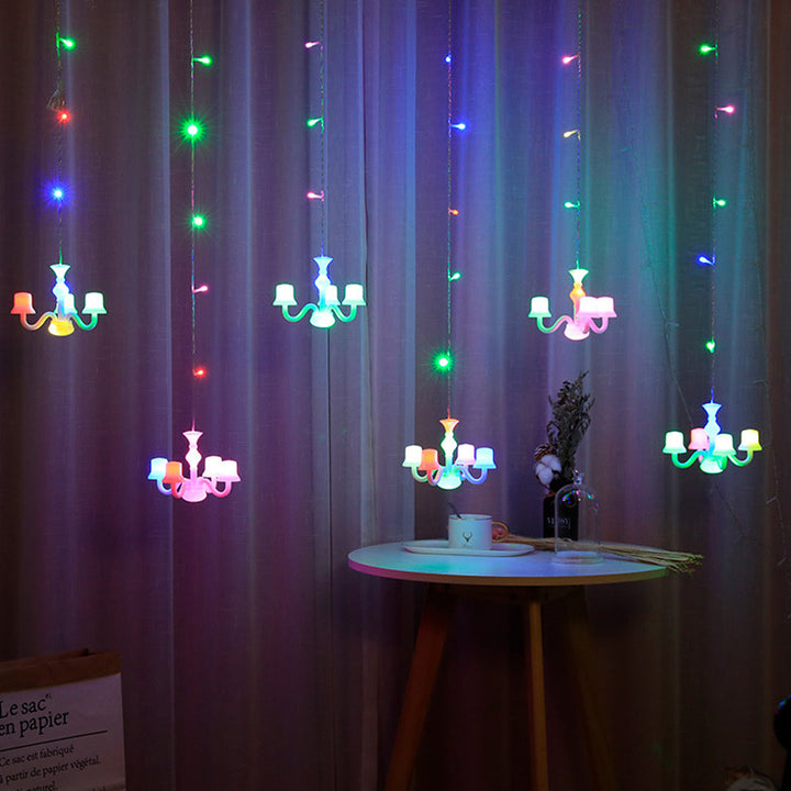 6 Chandelier LED Curtain String Lights with Different Flashing Modes