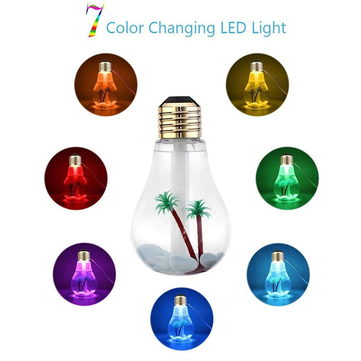 USB Portable Desktop Bulb Air Humidifier, Ultrasonic Humidifier with On/Off 7 Color Changing LED Night Lights