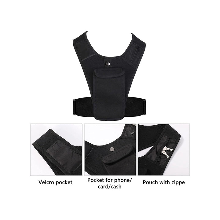 Lightweight Running Vest with Phone Holder on the Chest and Adjustable Water Resistant Waistband