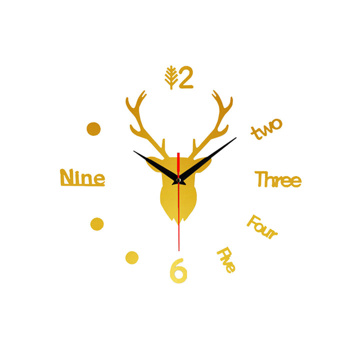 Acrylic 3D Deer Face Wall Clock Retro Vintage Style Wall Clock