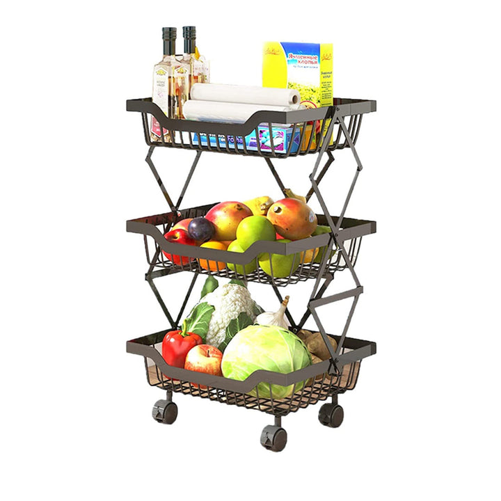 Expandable Kitchen Storage Cart Rolling Basket with 4 Wheels (3 - 4 - 5) Layers