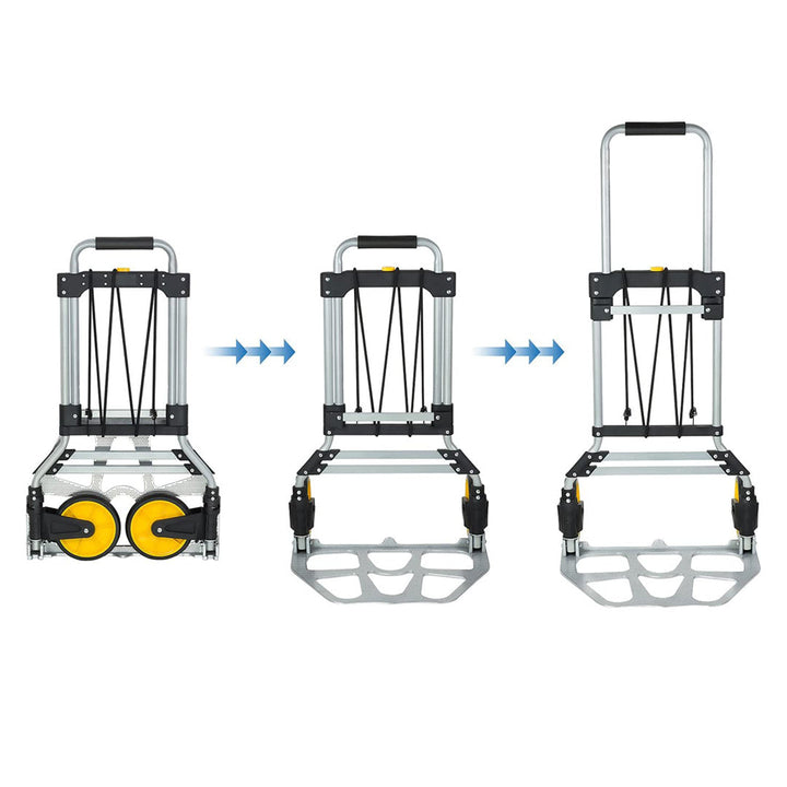 Folding Heavy Duty Luggage Trolley with Rubber Handle and Wheels