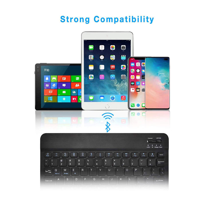 Wireless Bluetooth Keyboard Ultra-Thin Sleek Design for PC and Mobile Devices